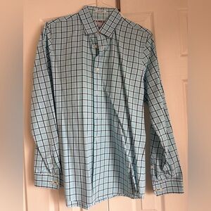Express Men's Light Blue Plaid Extra Slim Fit Shirt